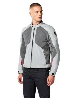 Kurtka motocyklowa tekstylna REV’IT! Torque 3 H2O jasnoszaro-czerwona