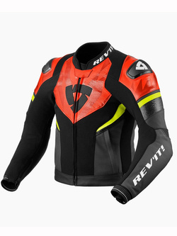 Kurtka motocyklowa skórzano-tekstylna REV’IT! Hyperspeed 2 Air czarno-fluo czerwona